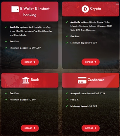 Metodi di deposito presso BetInAsia