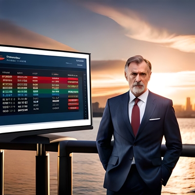 Uno schermo con statistiche presentato da un broker