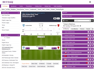 Interfaccia di exchange durante una partita di calcio