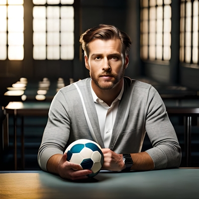 Un scommettitore che tiene un pallone in mano